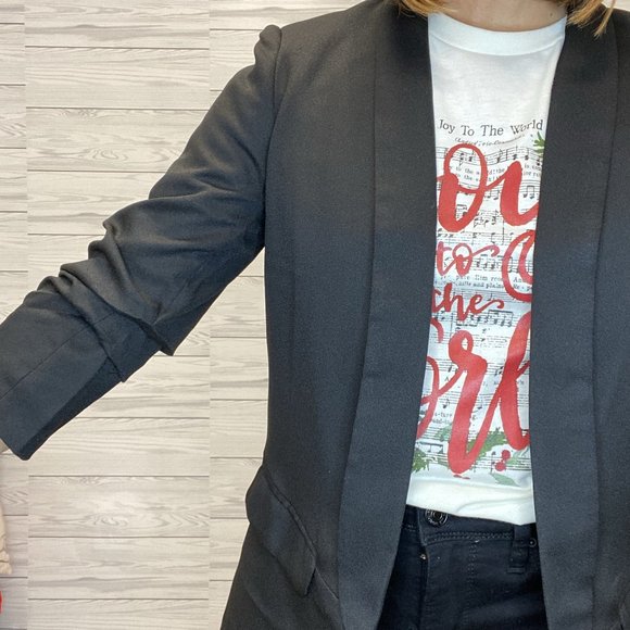 Ruched Sleeve Blazer - Black - Picture 3 of 3